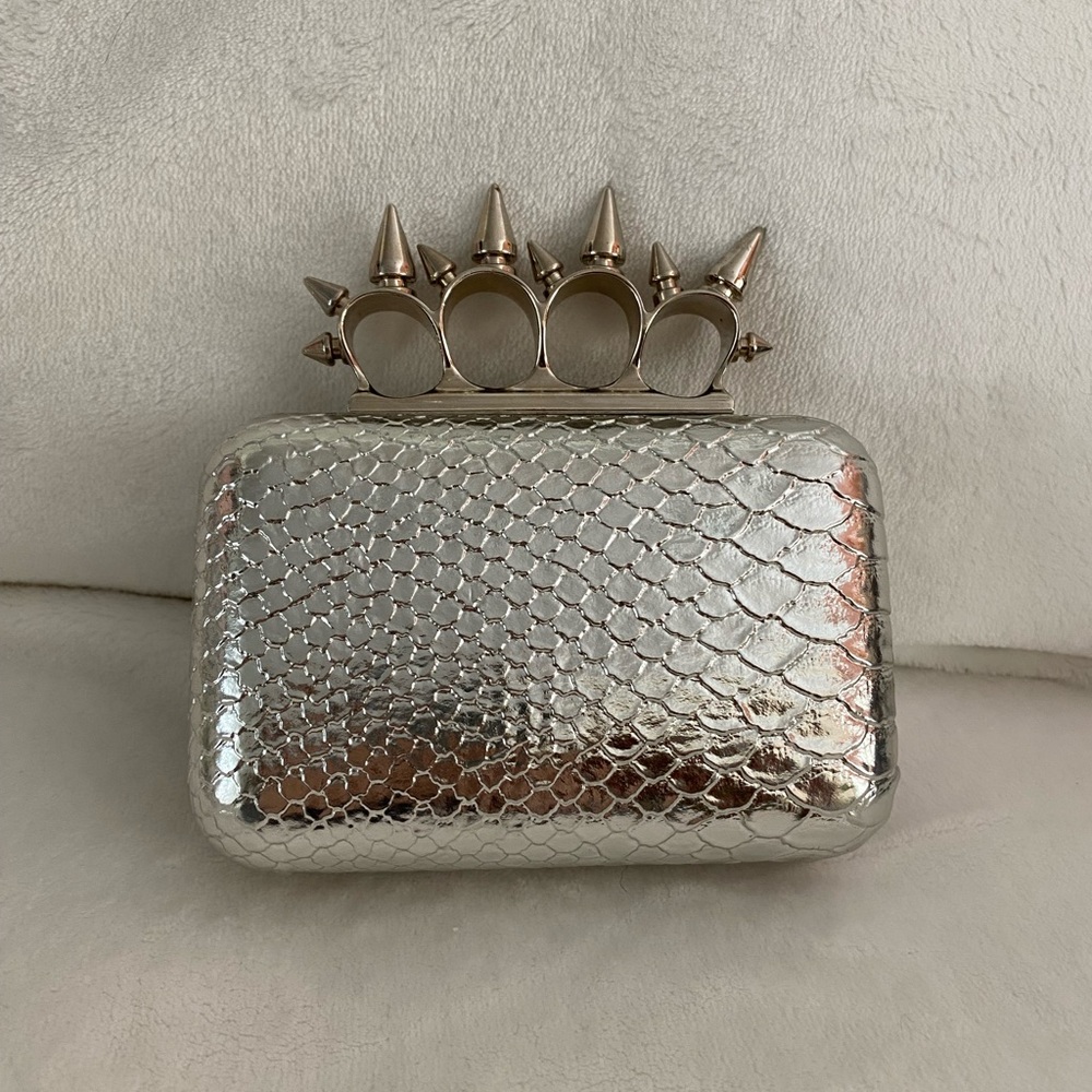 Silver Python Knuckle Clutch - image 1